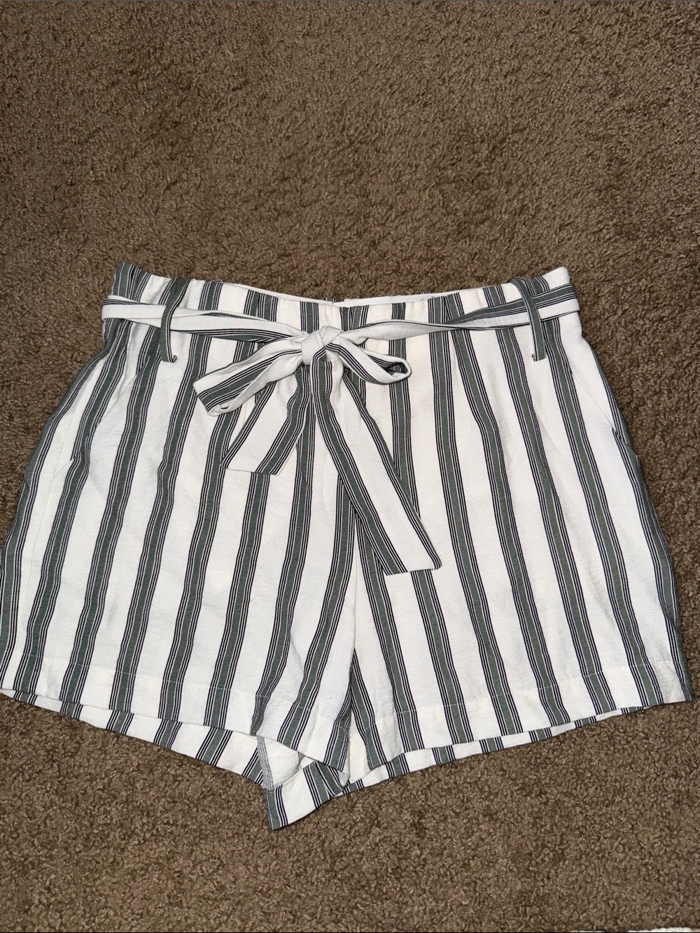 1. State Black & White Striped High-Waist Tie Shorts